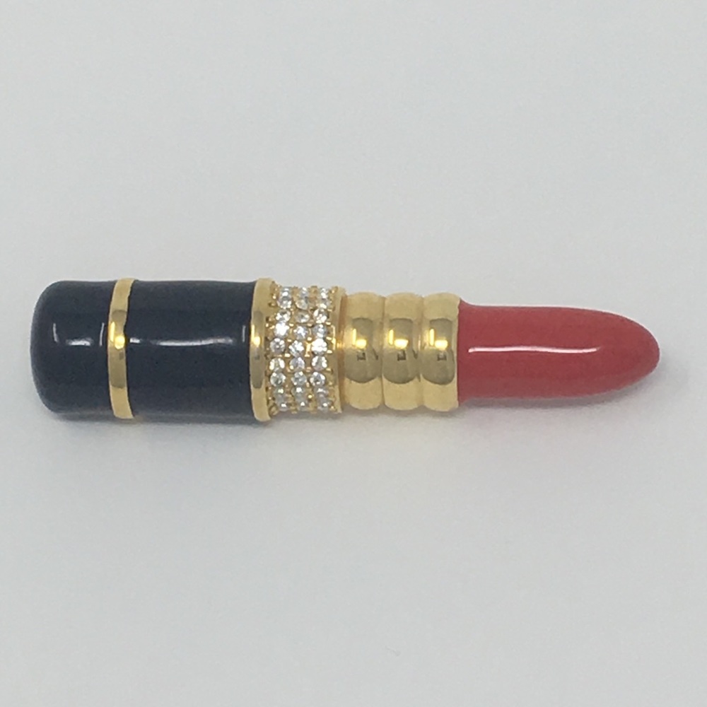Kenneth J Lane Lipstick Crystal Brooch